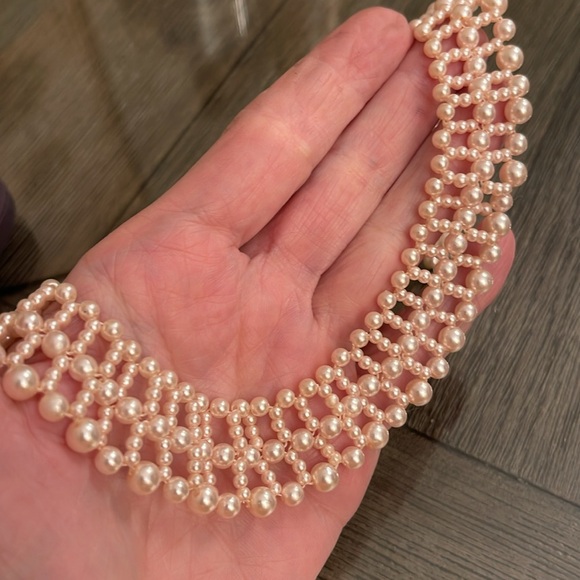 Vintage Pale Pink Faux Pearl Collar Necklace - Picture 10 of 14
